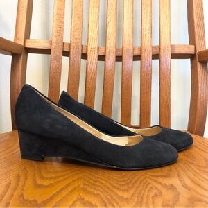 🌈 6/$60, Talbots, Suede Wedge Heels, Black, Size 8